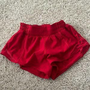 lululemon red hotty hot shorts